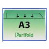 Zobrazovacia tabuľa A3, modrá, horizontálna, hore otvorená